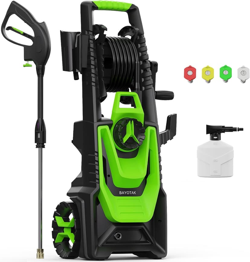 Electric Pressure Washer, 5000 PSI 3.2 GPM Power Washer with Foam Cannon, High Pressure Cleaning Machine with 35 FT Power Cord and 20 FT Hose, Hose Reel, 4 Connect Nozzles for Car/Patio/Fence