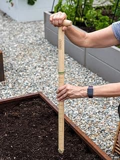 Gardener's Supply Company | Wicked Big Garden Dibber | 30 Inch Extra Large Ergonomic T-Handle | Wooden Gardening Bulb Planter, Hole Puncher, Seed Dibbler