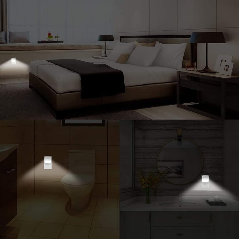 Night Light, LED Night Lights Plug into Wall, Dusk to Dawn Sensing Nightlights, No Glaring Compact Size, Night Light for Kids Navigating in Bathroom, Kitchen, Hallway, 6 Pack, White Light