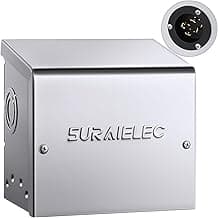 SURAIELEC 30 Amp Generator Power Inlet Box, NEMA L14-30P Generator Box for 4-Prong Generator Cord, Stainless Steel Housing, 125/250V, 7500W Weatherproof Outdoor Power Inlet Box