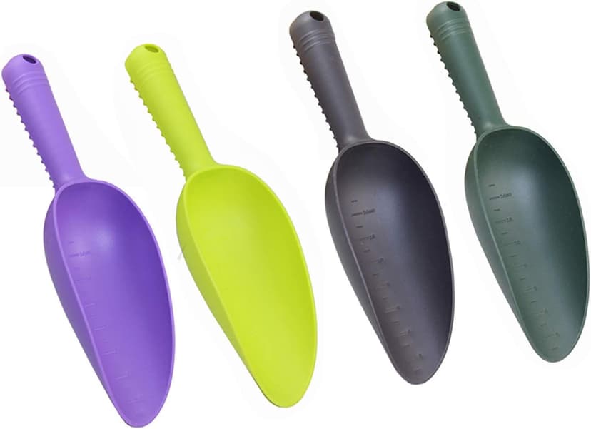 Ewer 4 Pack Plastic Garden Shovel,Garden Scooper Shovel,Plant Hand Shovel Trowels with Scale,Small Shovels for Gardening Kids Soil Transplanting Weeding Digging Planting,Multicolor,122616EIU8SQE
