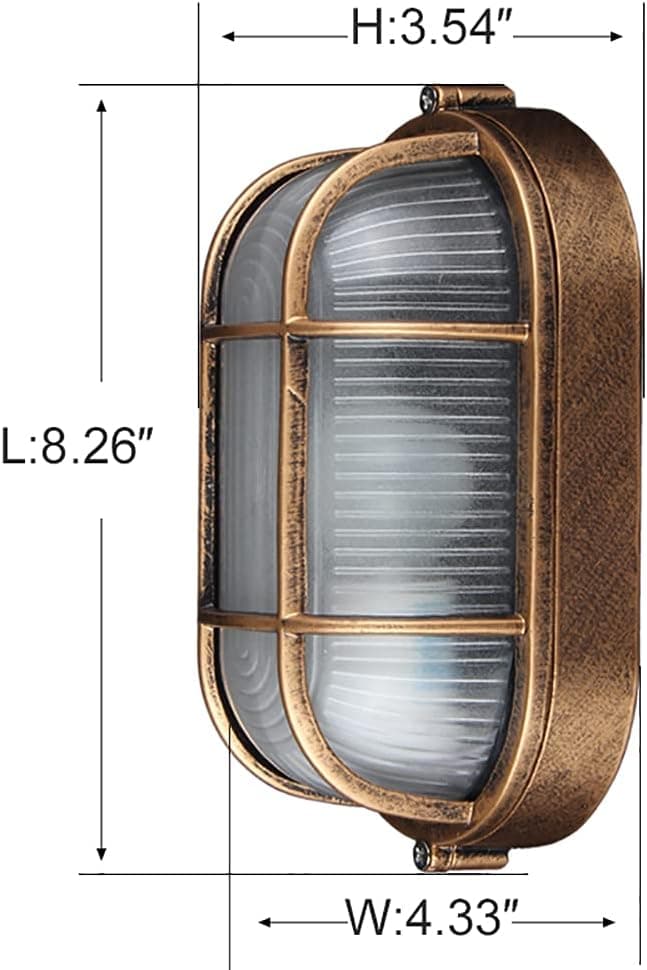 2 Pack Outdoor Oval Wall Lights, 8.3" Nautical Bulkhead Light, Flush Mount for Wall or Ceiling, Aluminum with Frosted Glass Wall Sconce Sauna Lamp, E26 Base Wall Lighting, Sconce for Garage Terrace