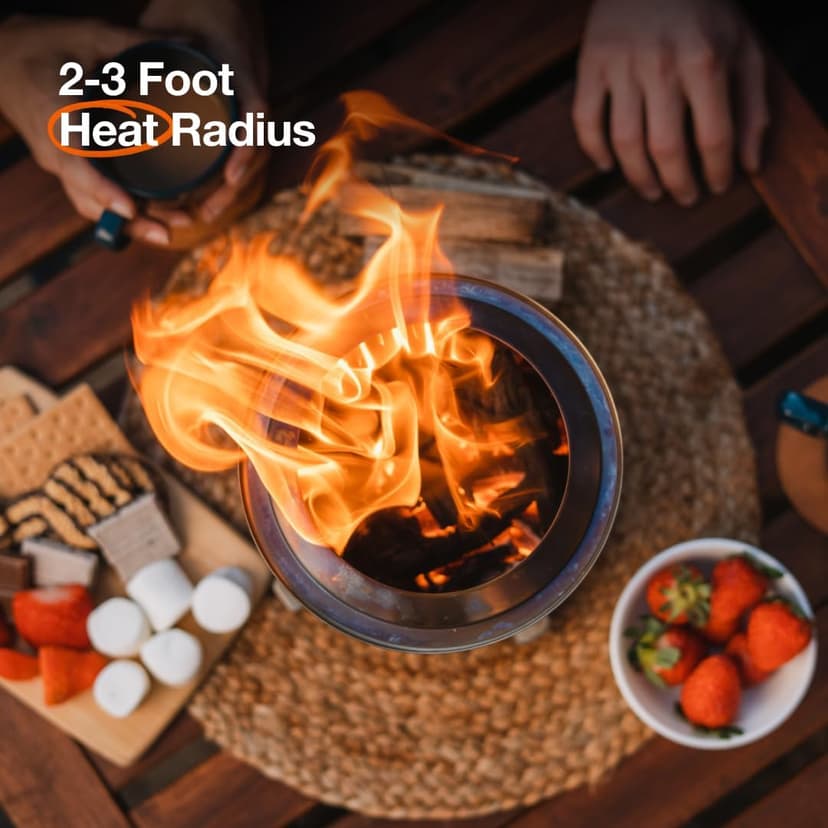 Solo Stove Mesa XL, 7 Inch Tabletop Fire Pit with Stand - Smokeless, Stainless Steel Fire Pit for Camping, Outdoor & Patio- Wood Burning or Pellet Fueled Portable Bonfire, 2.3lbs, Ash