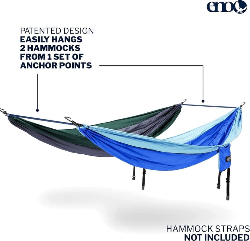 ENO Fuse Tandem Hammock System Colour Slate Lightwieght Fuse Spreader Bars, Two Hammocks Side by Side Dac Grren Anodised Aluminium Alloy Eliminates Enviro Damage Weight 277 g