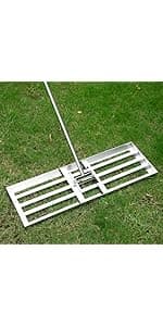 GreatBuddy Adjustable Leaf Rake, 8'' Wide Metal Rake, Perfect for Shrub, Flower Bed & Small Area, 29''- 72'' Expandable Stainless Steel Handle, Easy to Use