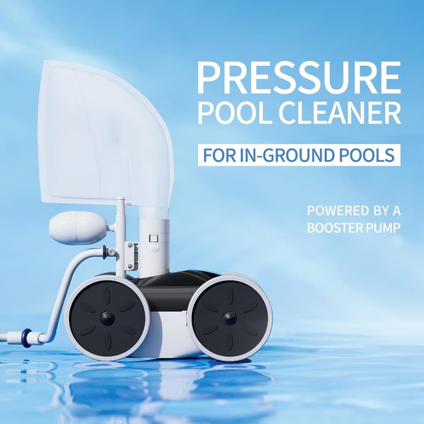 Upgrade Pool Pressure Side Sweeper: Professional Solution for Cleaning Your Swimming Pool (Four Wheels Better Than Three)