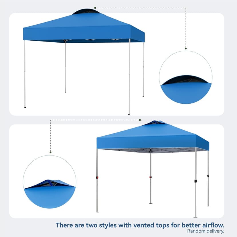 PHI VILLA Outdoor Pop up Canopy 10'x10' Tent Camping Sun Shelter-Series Party Tent, 100 Sq. Ft of Shade (Blue)