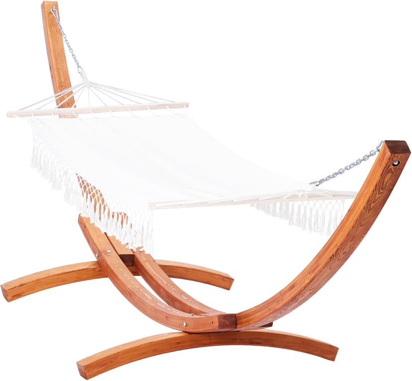 VEVOR Wooden Hammock Stand, 475 lbs Capacity Universal 2 Person Hammock Frame Fits 9-13 ft Hammocks, Larch Wood Arc Adjustable Stand for Hammock with Chain and Carabiner, for Outdoor and Indoor