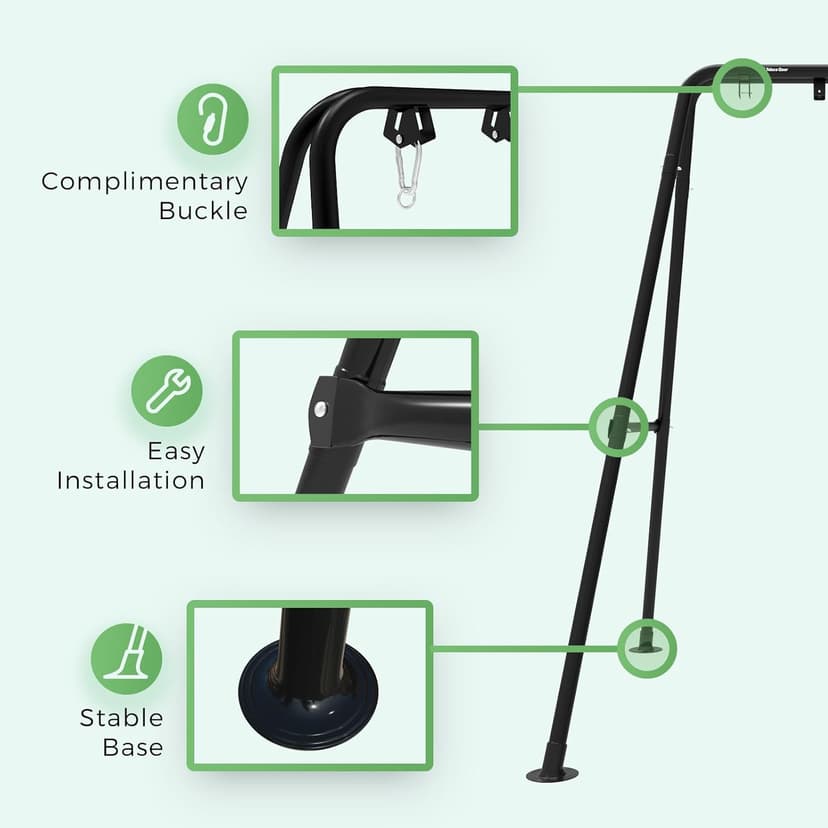 G TALECO GEAR Hammock Chair Stand,Heavy-Duty Steel Hammock Stand,300LBS Multi-Use Swing Stand for Outdoor Indoor，Hammock Chair not Include (Black)