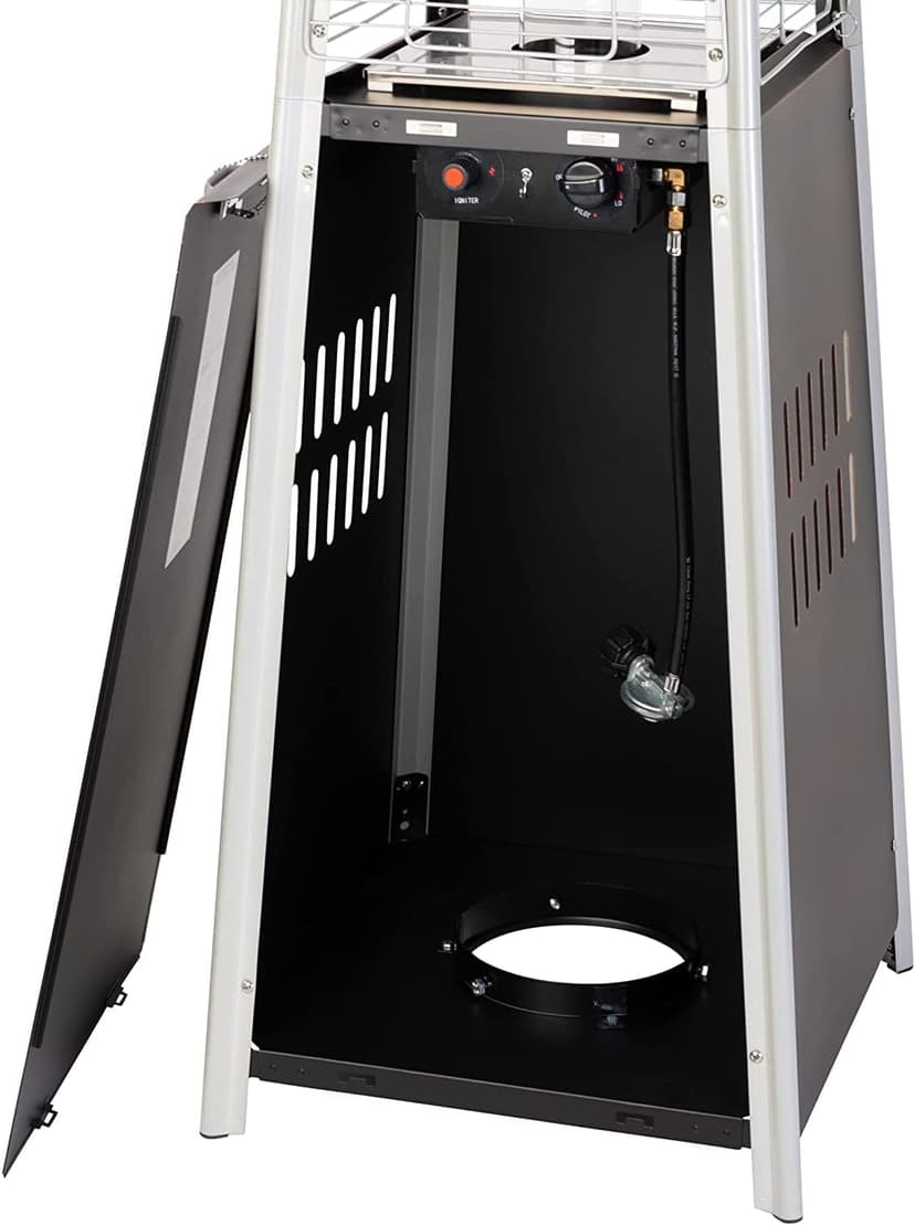 Resort Model 49,000 BTU Natural Gas Glass-Tube Flame Patio Heater in Rich-Mocha Matte Finish with Mobility Wheels and Protective Cover