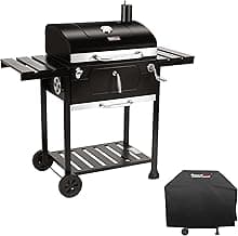 Royal Gourmet CD1824EC 24-Inch Movable Charcoal Grill with Cover, 490 Sq. In. Cooking Area, Outdoor Barbecue Grill with Foldable Side Tables for Outdoor Picnic and Camping Grilling, Black