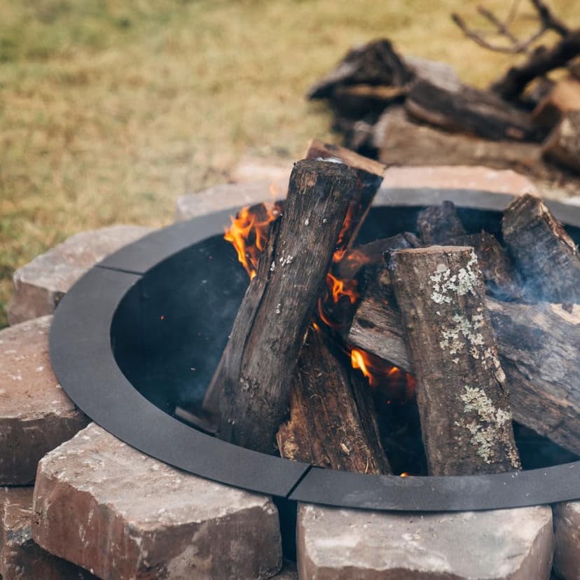 Titan Great Outdoors 33" Diameter Steel Fire Pit Liner Ring Heavy Duty DIY In-Ground Outdoor Build Your Own Bonfire