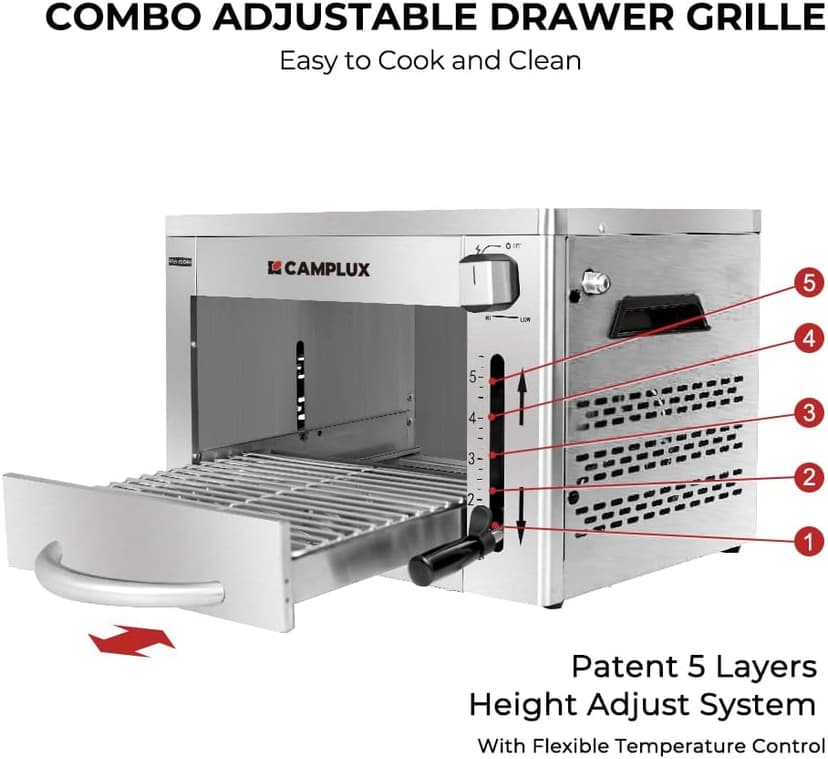 Camplux Propane Infrared Steak Grill,1600℉ Fast Efficient Heating Outdoor Portable Gas Grill with Vertical Cooking,Stainless Steel Single Burner Propane Gas Grill,Perfect for Steak,Ribeyes,Picnic,BBQ
