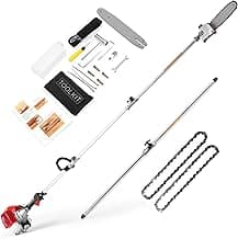 COOCHEER Pole Saw Gas Powered, 16-Foot Reach 58CC 2-Cycle Gas Pole Chain Saw 11.5 inch Cutting Bar Long Tree Trimmer Gas Pole Saws for Tree Trimming Branch Pruning