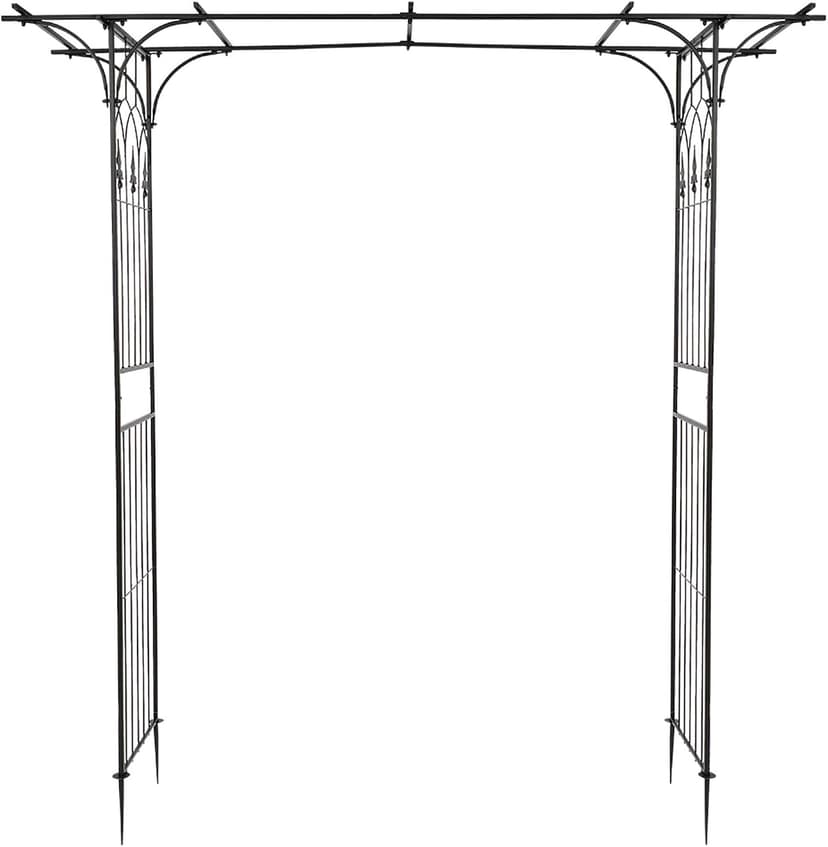 VINGLI Garden Arbor, Arch Archway for Wedding Ceremony Party, Steel Garden Trellis for Plant Climbing, Christmas Decorations Pergola for Backyard, Lawn (Black)