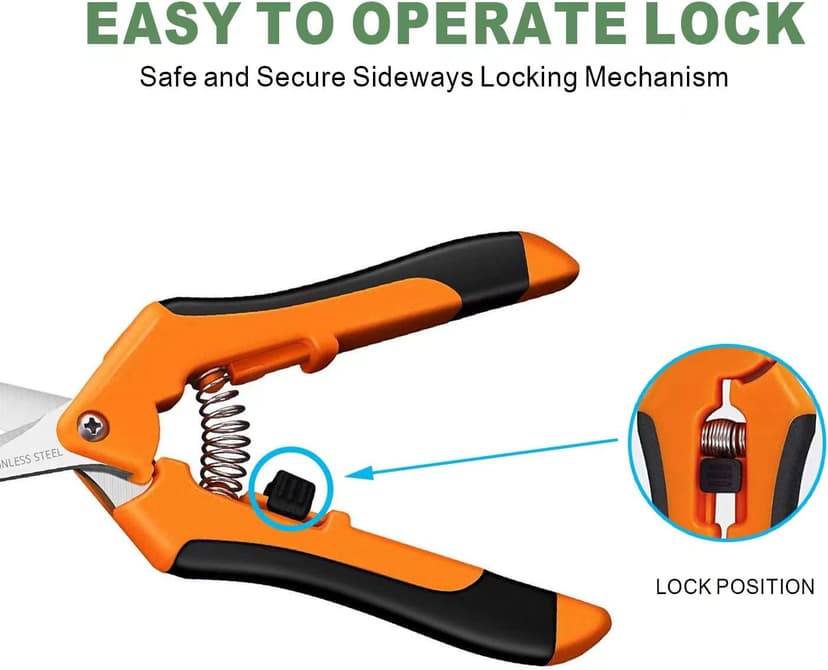 Hand Pruner， Pruning Shear，Garden clippers, snip scissors, ratchet pruning shears, work 3 times easier, gardening tools, sharp garden scissors, arthritis weak hand snips (Orange)