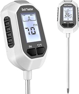 4-in-1 Soil Moisture Meter Digital Plant Temperature/Soil Moisture/PH Meter/Sunlight Intensity Backlight LCD Display Soil Test Meter for Gardening, Farming and Outdoor Plants