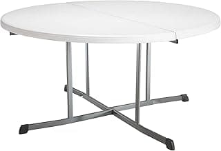 Lifetime 25402 Commercial Round Fold in Half Table, 5 Feet, White Granite