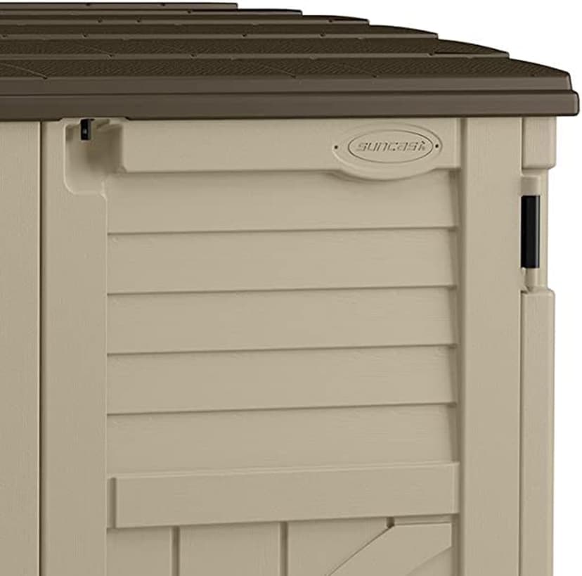 Suncast 34 Cu. Ft. Horizontal Shed for Outdoor Storage w/ Locking System, Sand/Slate