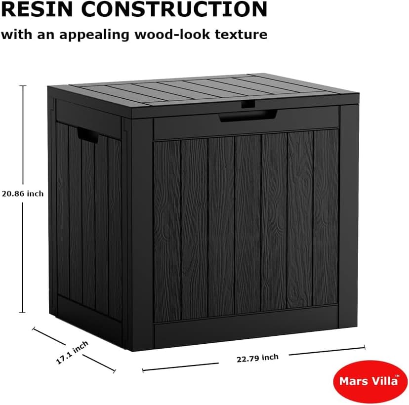 Deck Box, Waterproof Weatherproof and UV Resistant Resin Storage Bin with Lockable Lid, Ideal for, Outdoor, Patio Furniture Cushions, Pool Supplies, Garden Tools (31 Gallon, Black)