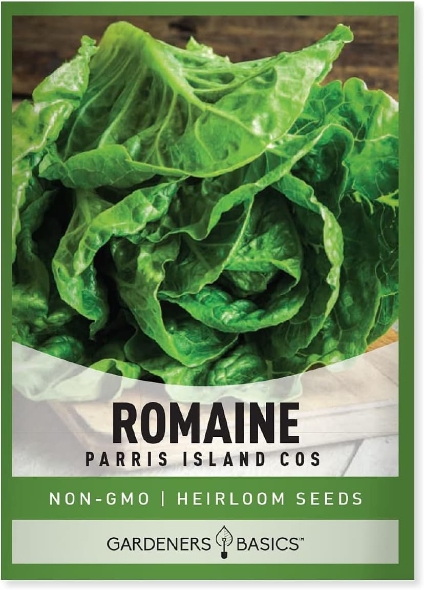Gardeners Basics, Romaine Lettuce Seeds for Planting - Parris Island Cos Heirloom, Non-GMO Vegetable Variety- 2 Grams Seeds Great for Spring, Summer, Fall, Winter Garden and Hydroponics