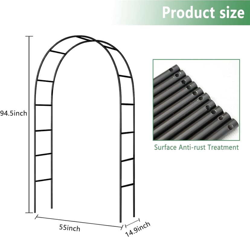7.9 Ft H x 4.6 Ft W Metal Pergola Arbor, Easy to Assemble, for Various Climbing Plant Wedding Garden Arch Bridal Party Decoration Wide Arbor, 1 Pack