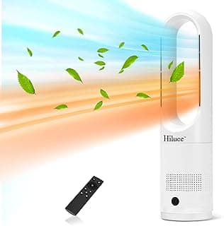 Oscillating All Season Bladeless Fan, 1400W Space Heater & 40W Cooler Fan Combo with Remote,Installation Free Quiet Fan,Tip-Over Switch80°Oscillating, 8 Speeds, 9H Timer,22 inch