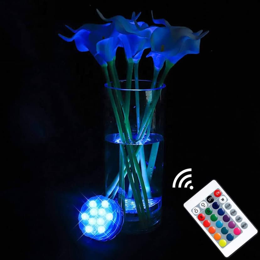 AquaMiracle Submersible LED Lights with Remote Shower Lights Waterproof Battery Operated, Multi Color Changing Hot Tub Lights for Pool, Pond, Aquarium, Bath, Party, Vase Decoration (2-Pack)