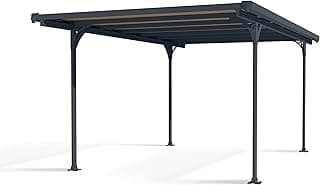 Palram Canopia Verona 5000 10 x 16 Metal Carport, Heavy Duty Car Port, Weather-Protected Gray Aluminum Frame, Bronze Polycarbonate RV & Car Storage, UV Protected, DIY Garage Kit, 10-Year Warranty