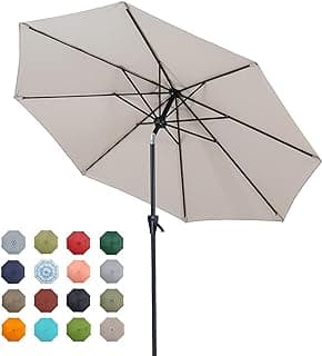 Tempera Patio Market Outdoor Table Umbrella with Push Button Tilt and Crank,Large Sun Umbrella with Sturdy Pole&Fade resistant canopy,Easy to set