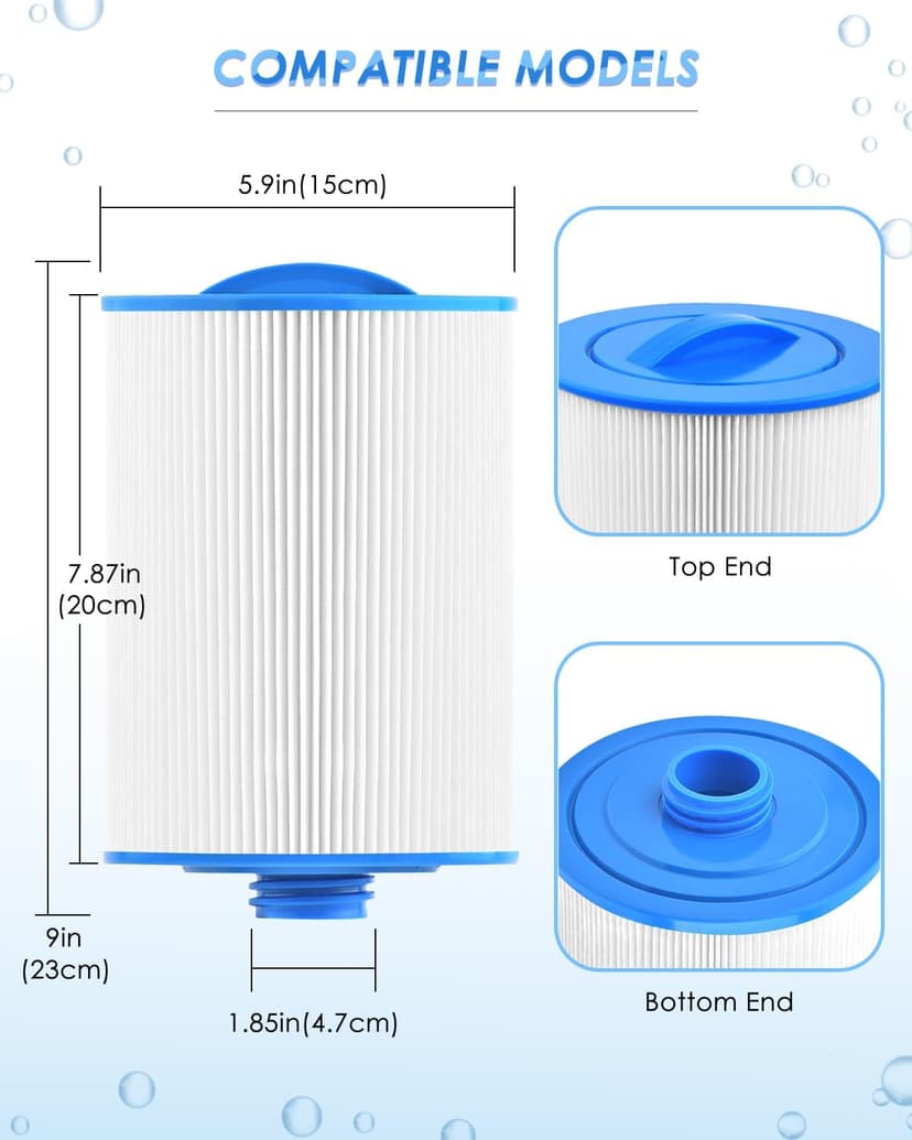 PACETAP 1 1/2" SAE Thread Screw in Spa Filter Replacement Compatible with Pleatco PWW50P3(NOT PWW50P4), for Unicel 6CH-940, for Filbur FC-0359, for Waterways 817-0050, Spa Hot Tub Filter for Viking