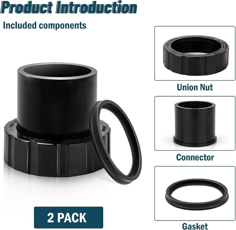 SPX3200UNKIT Union Connector Replacement Kit for Hayward Tristar, Northstar, EcoStar Pumps, SwimClear Cartridge Filter & Universal H-Series Low Nox Heater, for Hayward Pool Heater Parts - 2 Pack