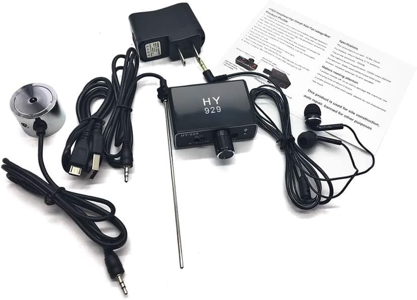 Water Leakage Detection,Water Pipe Leak Detector Sensor Water Pipe Tube Leakage Monitor Tester Kit with Dual Probes Earphone High Sensitivity Water Pipeline Locator Accessory Kit