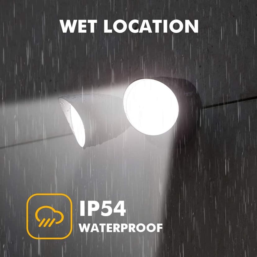 LUTEC 6222B-D2D 2500 Lumen 32 Watt Dusk to Dawn Dual-Head Flood Light Outdoor Waterproof Exterior Security Floodlight Light, Full Metal Design for Patio, Garden, Yard-Black