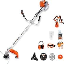 PROYAMA 40cc Gas Powered Brush Cutter, 4-Cycle Weed Eater, 3 in 1 Dual Line Gas String Trimmer and Grass Trimmer, Weed Wacker Extreme Duty…