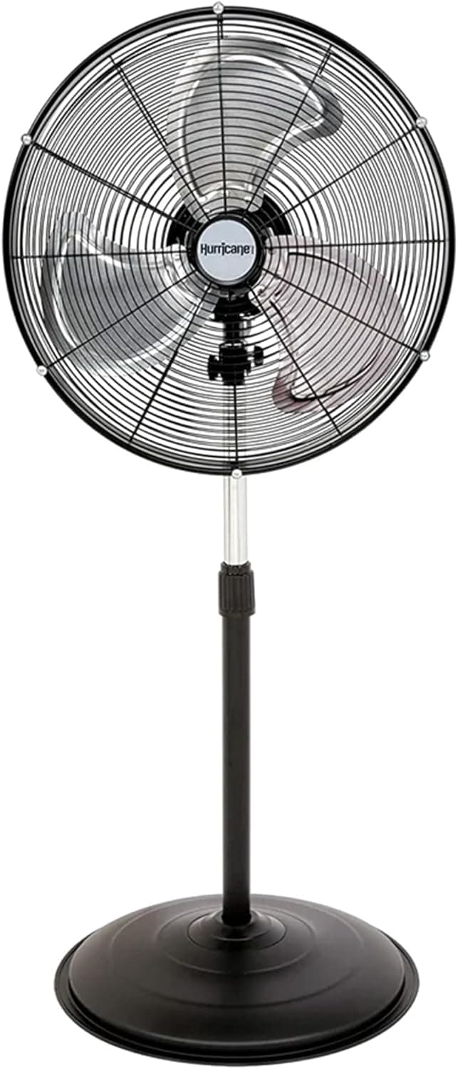Hurricane Pro High-Velocity Oscillating Metal Stand Fan w/ 3-Speed Setting, 20" - Heavy-Duty Cooling Pedestal Unit w/ 4500 CFM, Adjustable Tilt & Height for Home, Garage, Gym & Workshop