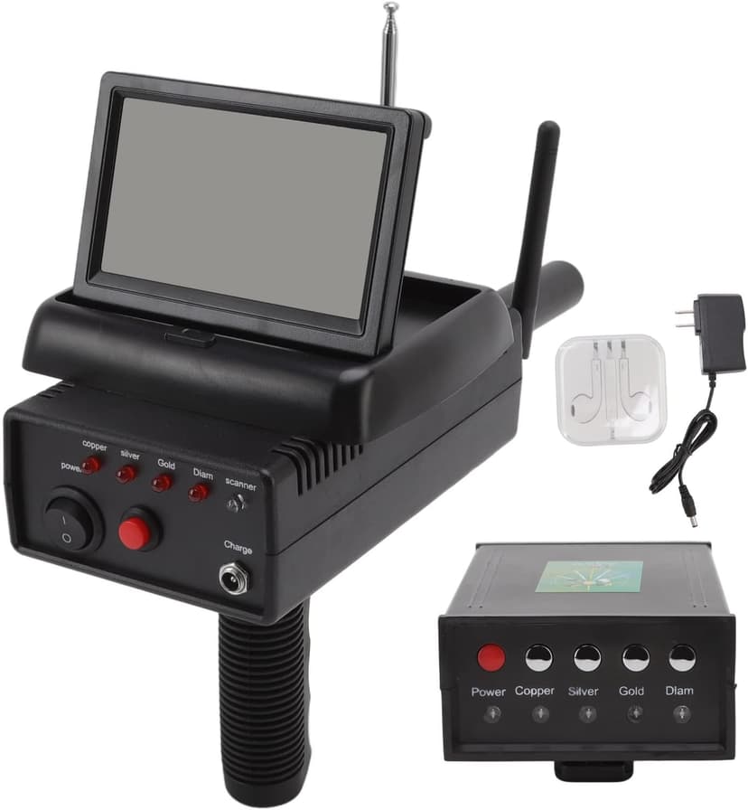 Metal Detector, 1200M Range 25M Depth Professional Underground Metal Scanner High Accuracy Gold Silver Copper Diamond Locator with 2 Antenna and Headphones for Treasure Hunting (Black)