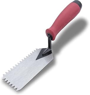 QLT By MARSHALLTOWN Notched Margin Trowel, Flooring and Tiling, Soft Grip Handle, V-Shape, 5 x 2 Inch, MT79