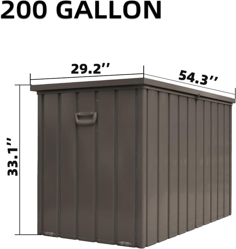 Domi Deck Box 200 Gallon, Waterproof Lockable Steel Outdoor Storage Container for Outside Cushions, Garden Tools and Pools Equipment
