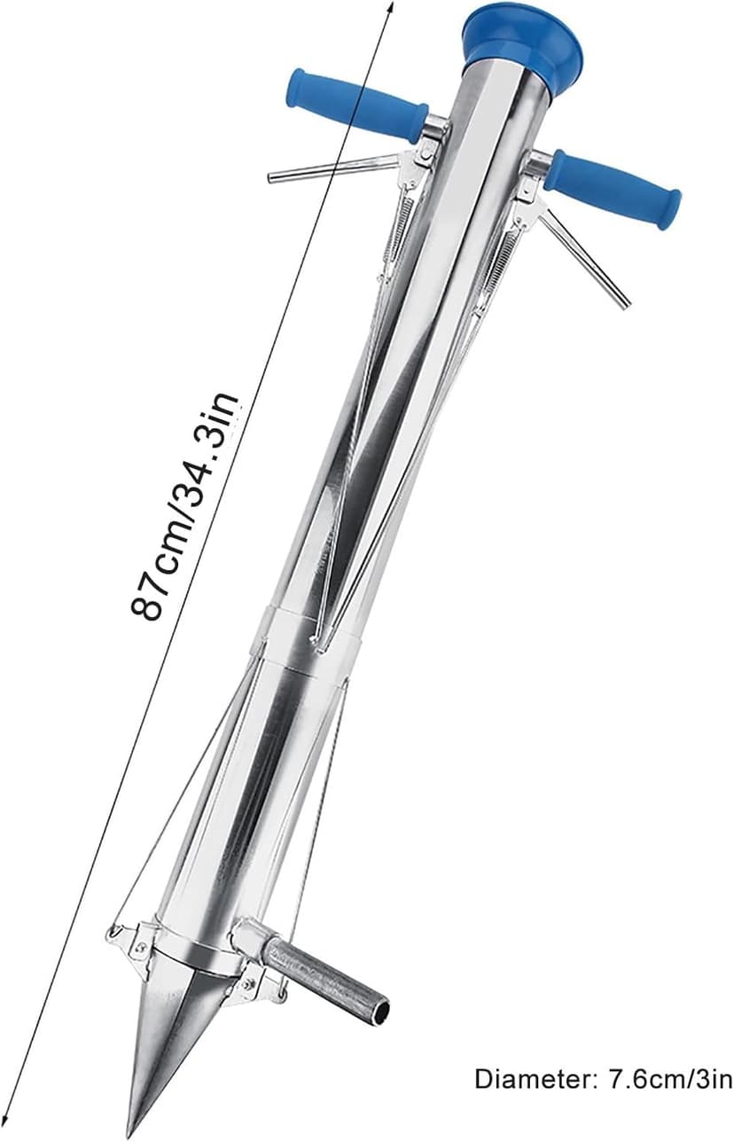 Mokernali Long Handled Bulb Planter Tools Manual Plant Transplanter Hand Dibber Garden Tools with Soft Grip and Pedal for Plants Vegetables Seedling Tool(Dual Handle)
