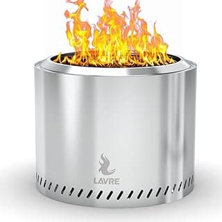 15 inch Stainless Steel Smokeless Fire Pit, Outdoor Smokeless Firepit, Wood Burning Fire Pits for Camping, Bonfire, Low Smoke Firepit for Outside (Oblique Hole)