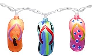 Multicolor Beach Flip Flop String Lights, 8.5Ft Beach Themed Outdoor Party Lights with 10 Multicolor Slipper Lights, Summer Ocean Decorations String Lights for Bedroom Camping Decks Party Lighting