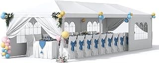 Greesum 10x30 Outdoor Canopy Tent, Patio Gazebo, for Party Wedding BBQ Events with 8 Side Removable Walls, Waterproof Canopies, White