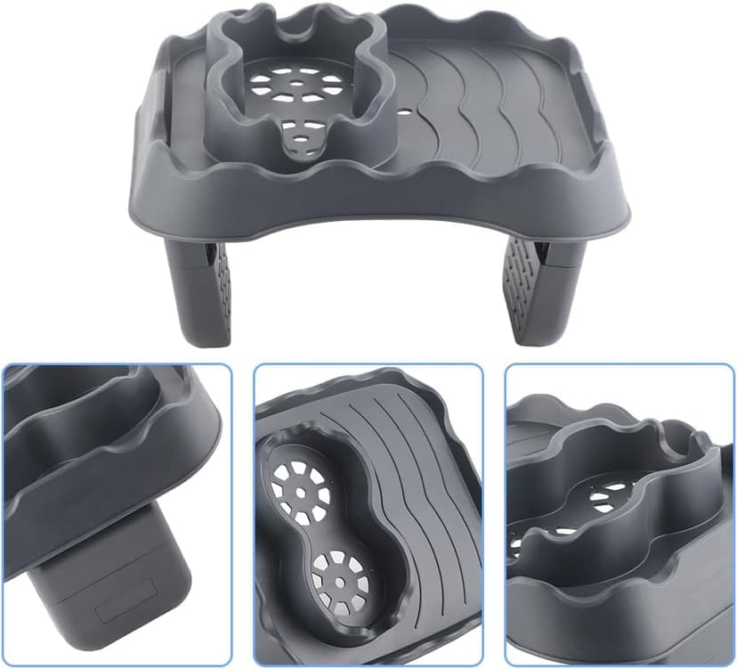 Hot Tub Table, Side Table Swimming Pool Spa Anti Slip Adjustable Hot Tub Side Table for Tables Tubs All Weather Cup Holder with Tray Bathtub Spa Outdoor Patio Drain Holes (Gray)