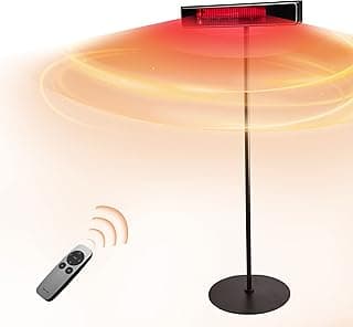 EAST OAK Patio Heater Electric, 1500W Standing Outdoor Heaters for Patio with Nanocrystal Glass-ceramic, Fast Heat Waterproof & Dustproof, Tip-over & Overheat Protection, 3 Heat Settings & 24h Timer