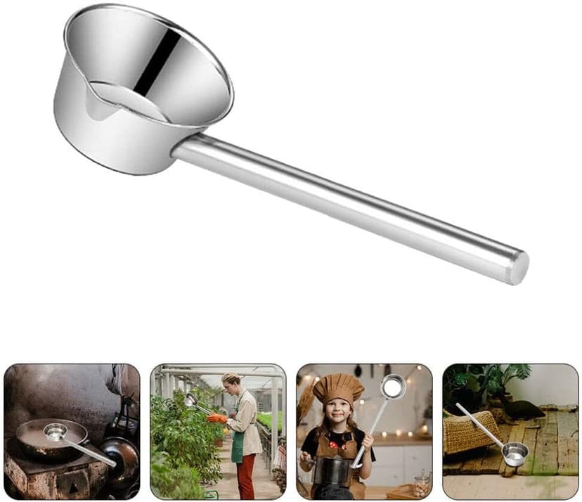 HEMOTON Stainless Steel Long Handle Water Ladle Kitchen Soup Ladle Bath Shampoo Ladle Scoop Cup Garden Ladle Metal Water Dipper with Pour Spout