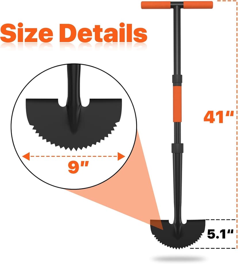 Manual Edger Lawn Tool, 41-inch Lawn Edger with Saw Tooth Blade, Half Moon Hand Edger with Metal Shaft, T-Grip Handle, Heavy Duty Garden Edger Tool for Sidewalk, Grass, Yard, Landscape