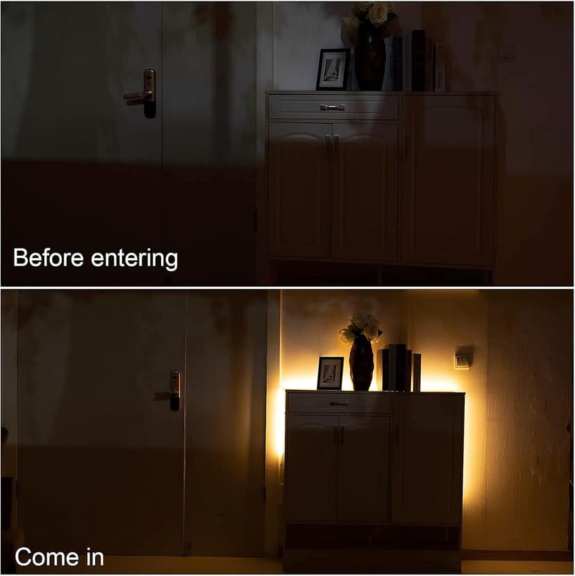 WOBANE Rechargeable Motion Sensor Strip Light, LED Closet Lights,Upgraded Battery Operated LED Strip Light for Wardrobe,Stair,Pantry,Cupboard,Bed,Locker,2700K Warmwhite,6.56ft,2 Pack