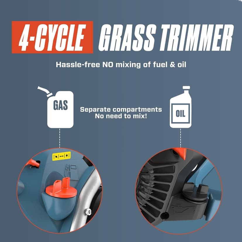 SENIX GTS4QL-M2 4QL 31.5 cc Full Crank Gas String Trimmer and Edger Lawn Tool with Straight Shaft, Front D-Handle, Bump Feed, 17.7 Inch Cutting Width