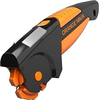 Orange Ninja All-in-1 Garden Tool & Knife Sharpener for Lawn Mower Blade, Axe, Hatchet, Machete, Pruner, Hedge Shears by Sharp Pebble